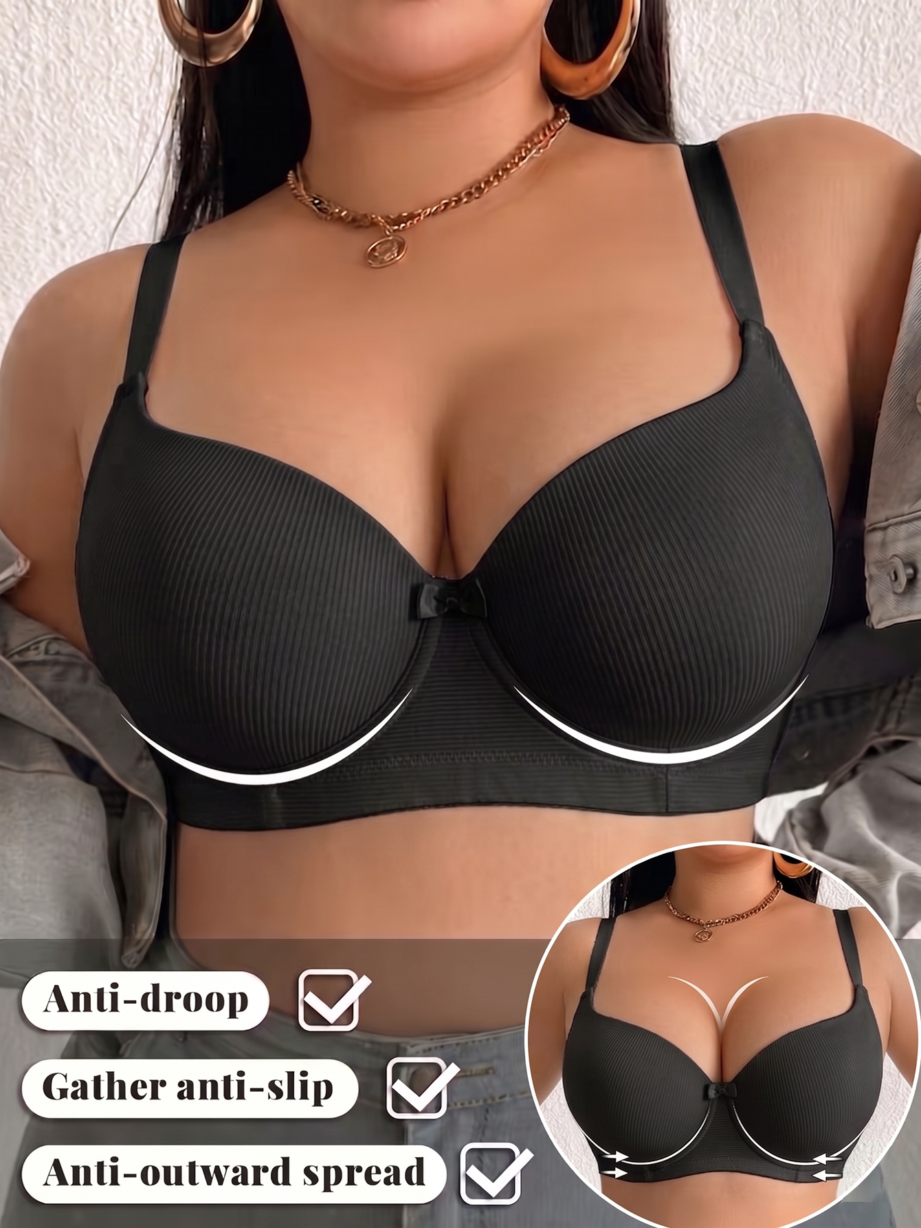 Plus Size Women Bra Thin Cup U - Push Up Bra Padded incelemesi ve fiyatı