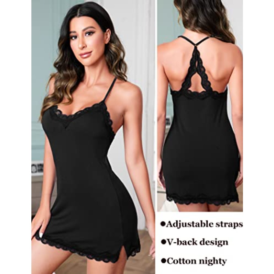 Womens Nightgown Sexy Lace Sle - Babydoll Chemise Night incelemesi ve fiyatı