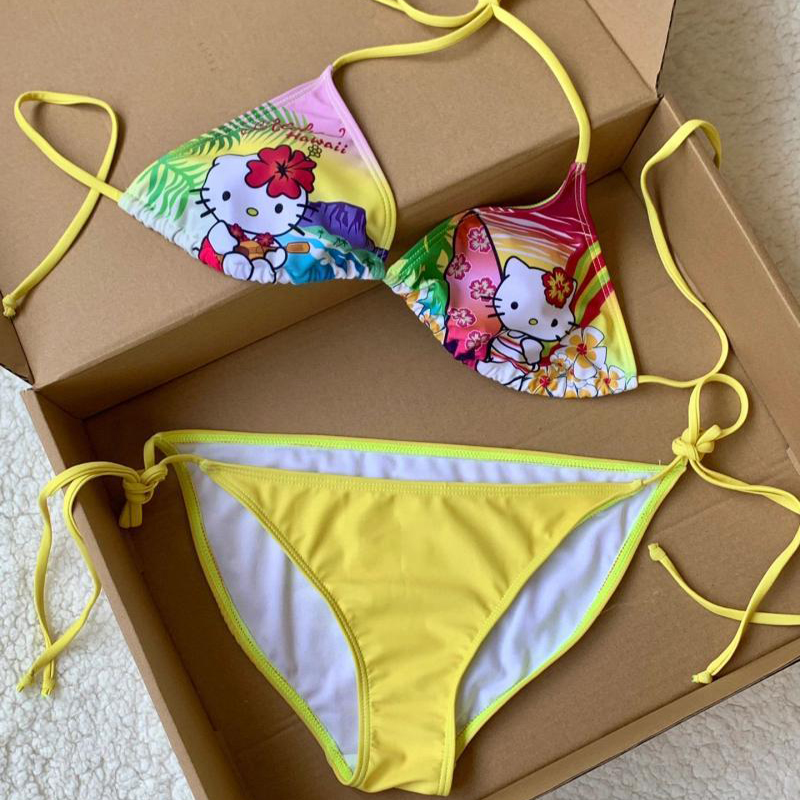 Y2K Girls Kawaii Hello Kittys  - Thong Bikini Women incelemesi ve fiyatı