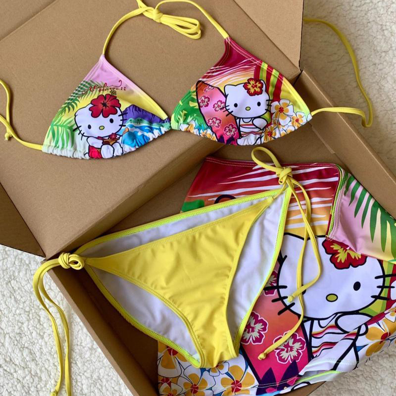 Y2K Girls Kawaii Hello Kittys  - Thong Bikini Women incelemesi ve fiyatı